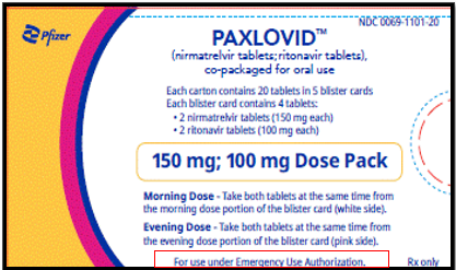 Paxlovid reduced dose packaging