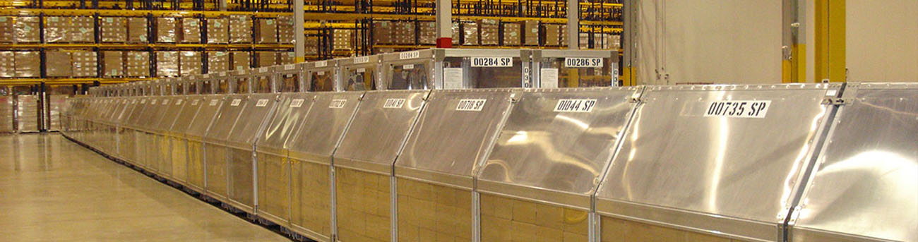 stacked boxes arranged in a warehouse