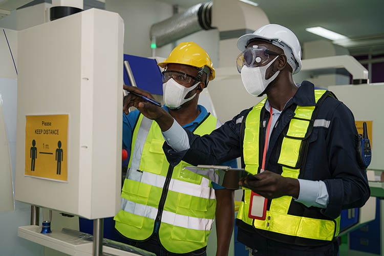 workers wearing reflective vests